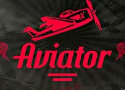 Aviator casino logo with airplane and wings, ideal for online gambling branding.